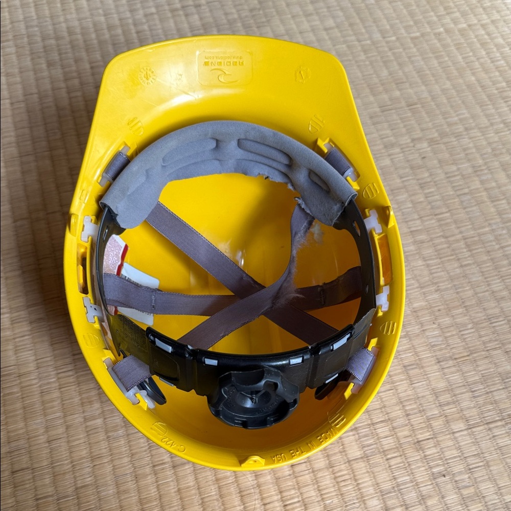 Yellow Safety Helmet with Interior Adjustable Straps